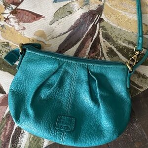 Fossil Turquoise Pebbled Leather Crossbody Bag